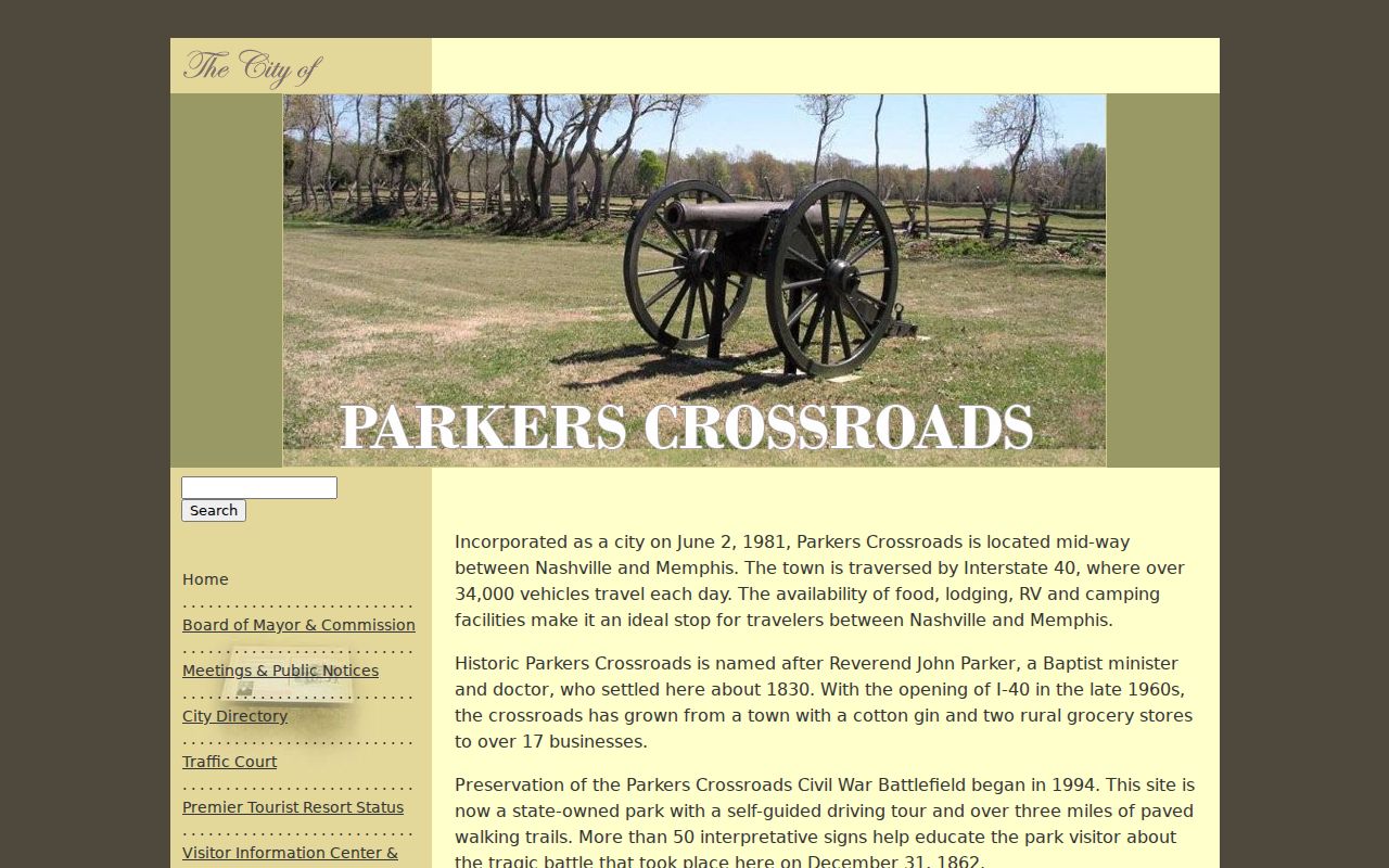 Parker’s Crossroads warrant records official city contact page
