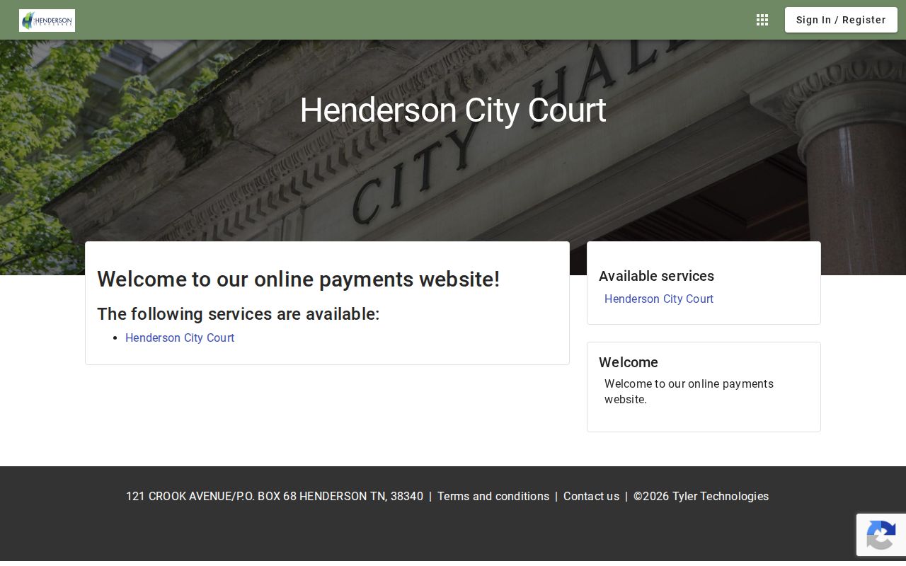 Henderson County municipal warrant boundary example of a separate city payment landing page