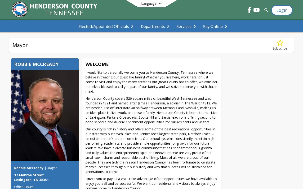 Henderson County warrant records county mayor page describing incorporated cities