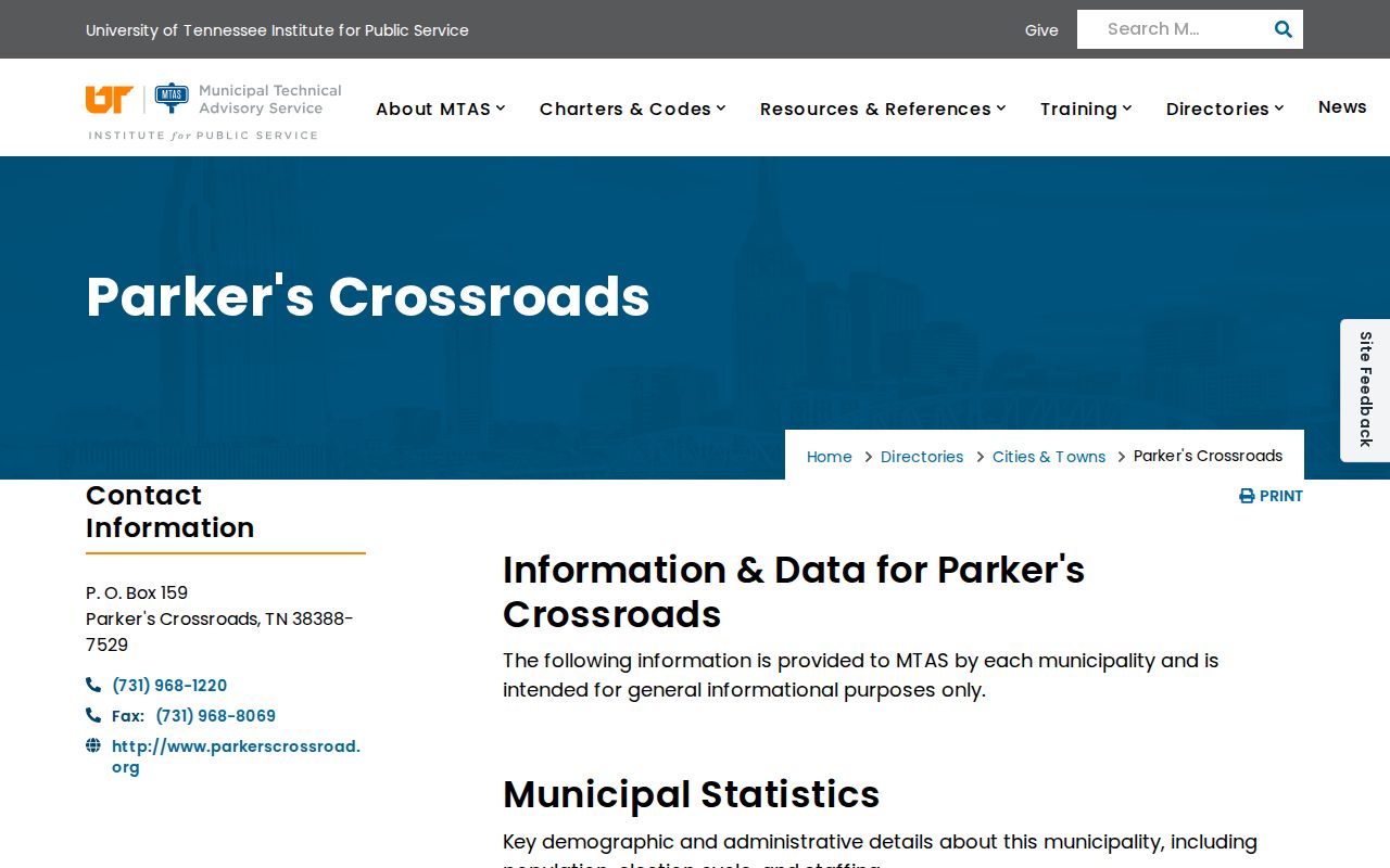 Parker’s Crossroads warrant records city recorder directory listing