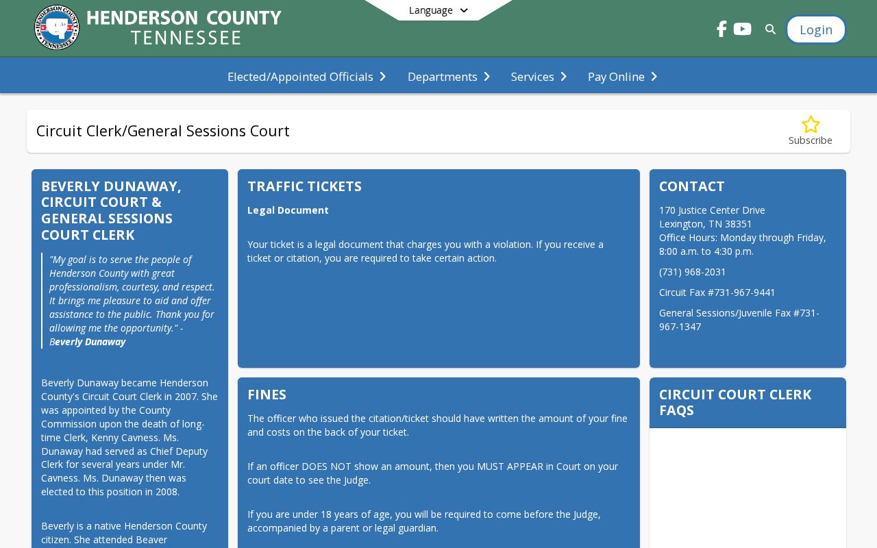 Henderson County bench warrant clerk contact and traffic court information