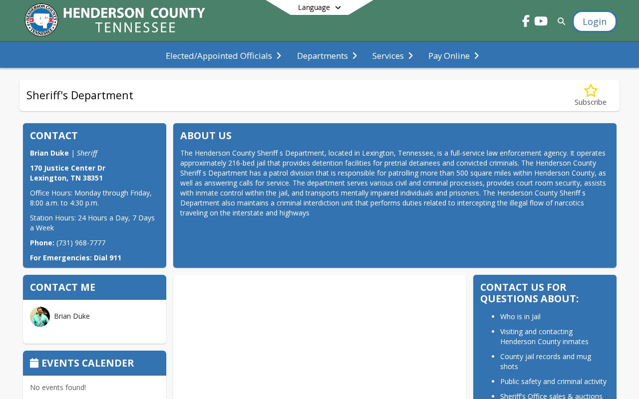 Henderson County warrant records sheriff contact information
